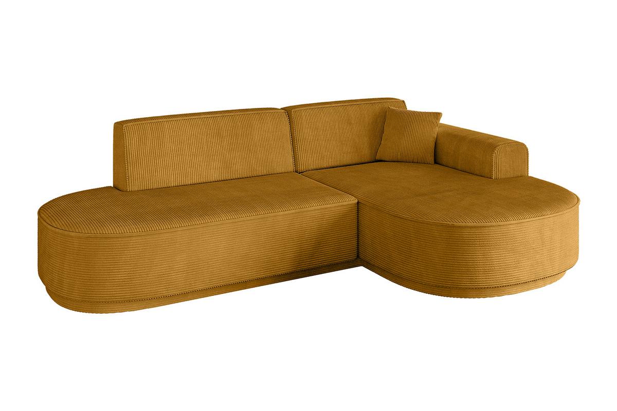 ECKSOFA Ottomane Rechts MARI-L1 - 243x171x79 cm Senfgelb Cord - Gelb/Schwarz, Holzwerkstoff/Kunststoff (234/163cm) - ALTDECOR