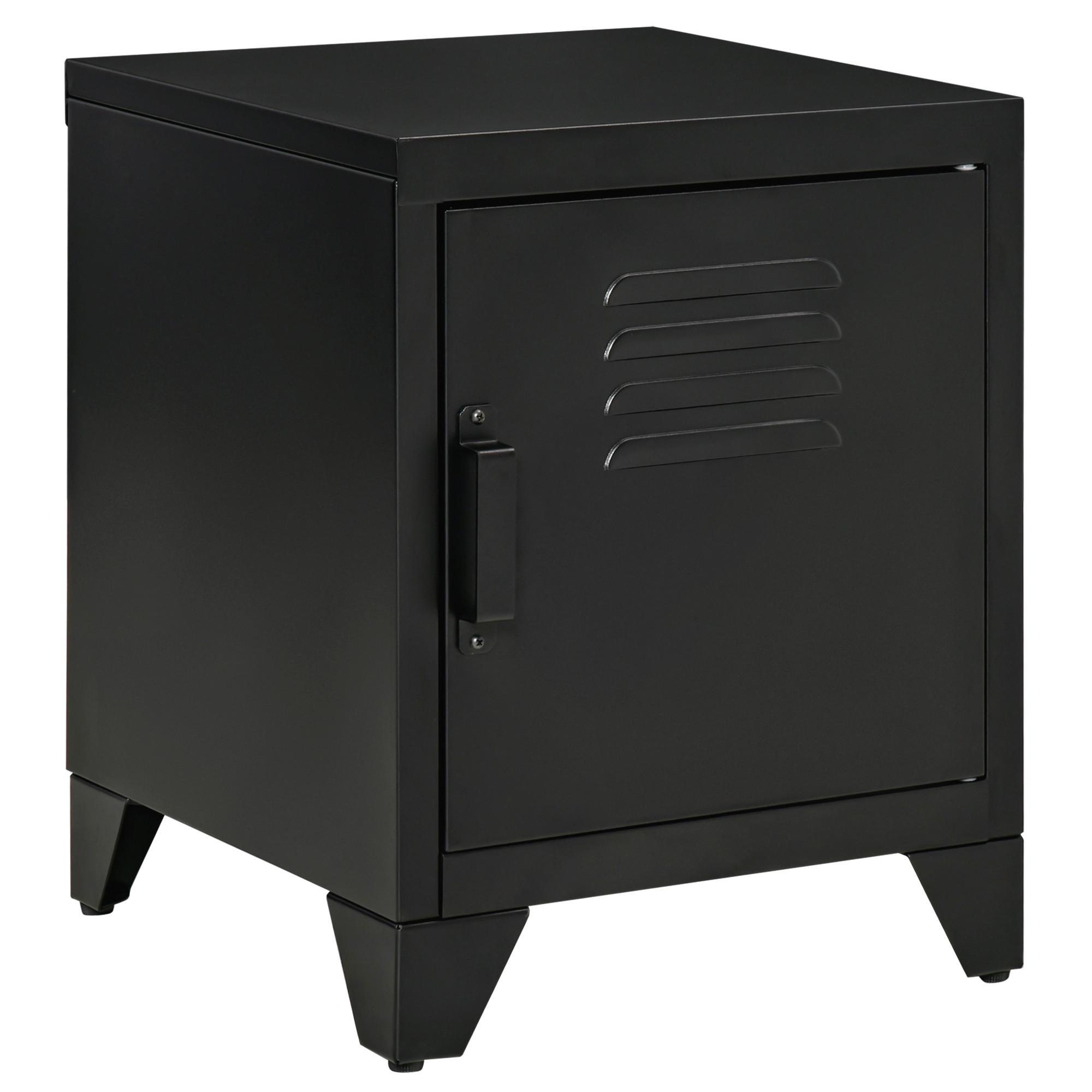 NACHTTISCH Nachtschrank Beistelltisch mit Regal Tür Industriedesign Metall - Schwarz, Metall (40/50/40cm) - HOMCOM