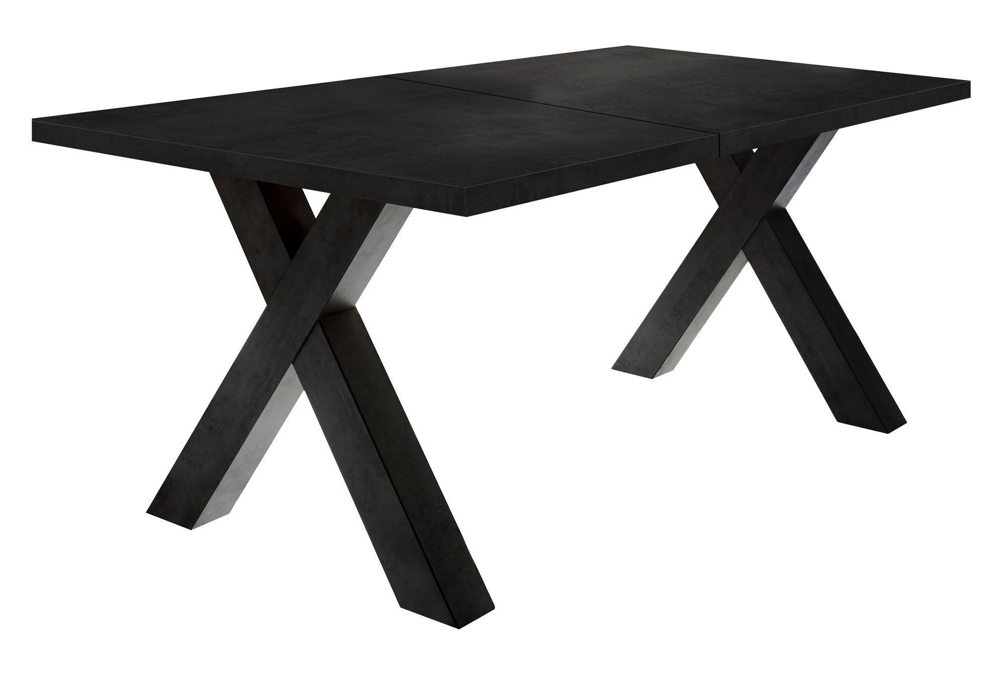 ESSTISCH ausziehbar Eike 7 160 x 90 x 75 Esszimmertisch Schwarzstahl - Schwarz, Holz (160/90/75cm) - 58aufmkessel