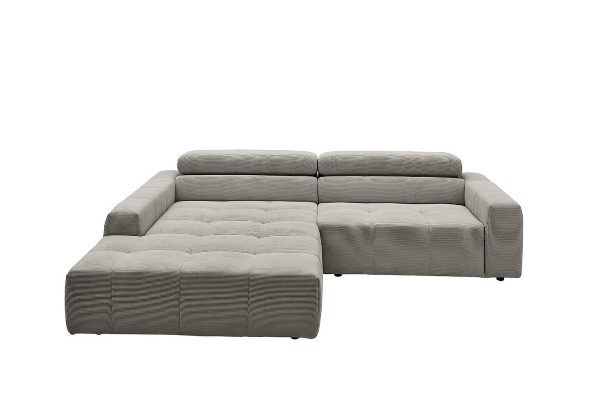 ECKSOFA RENO Grau Cord - Schwarz/Grau, Kunststoff/Textil (258/217cm) - KAWOLA