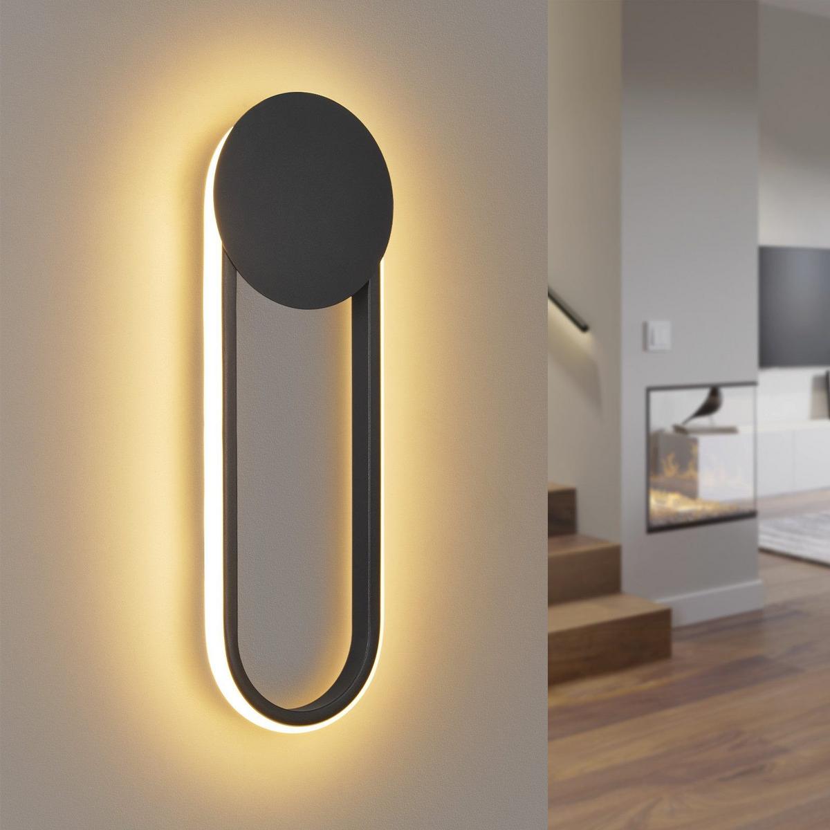 LED WANDLEUCHTE FRANKS II 41.5/14/4 cm - Schwarz, Metall (14/4/41.5cm) - Nettlife