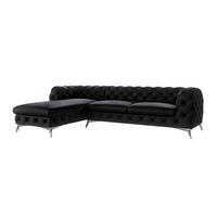 ECKSOFA Chesterfield Laura Schwarz Samt - Silberfarben/Schwarz, Holz/Textil (305/200cm) - S-Style Möbel
