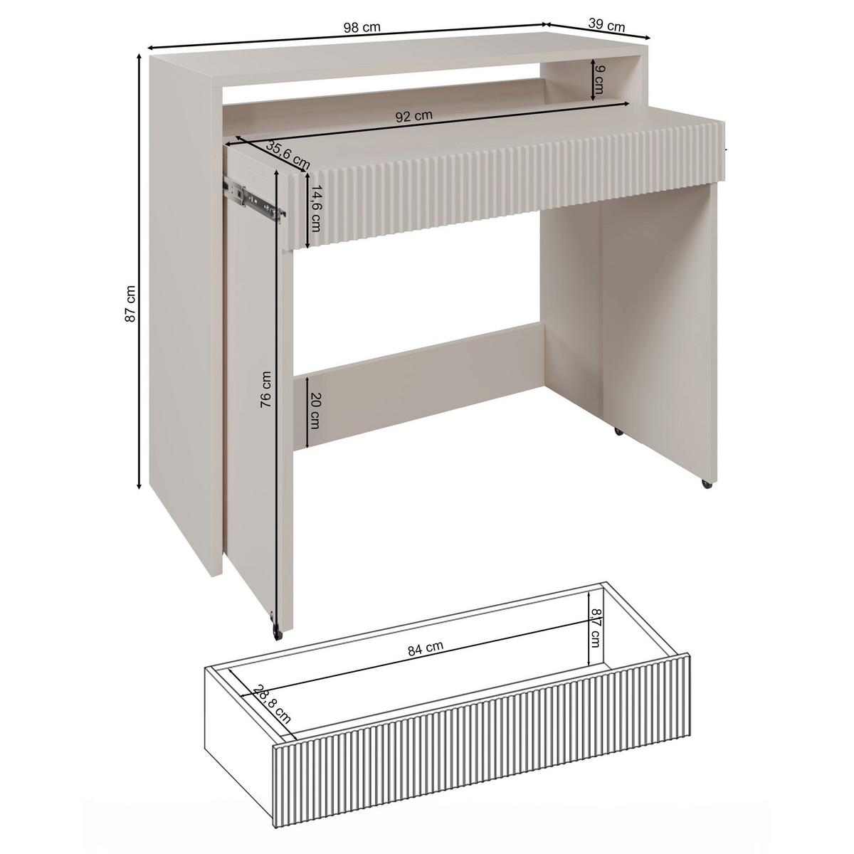 AUSZIEHBARER SCHREIBTISCH ZOOM EICHE CASELLA BRAUN 98 CM - Eichefarben, Holzwerkstoff (39/98/87cm) - Selsey