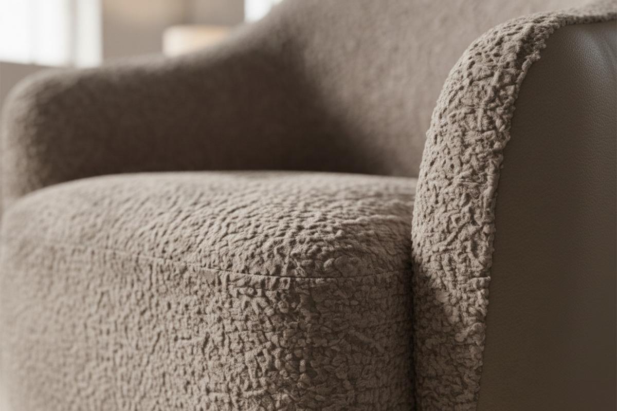 DREHSESSEL BRITTO Taupe Bouclé, Kunstleder Drehbar (360°) - Taupe/Schwarz, Textil/Metall (81/85/83cm) - KAWOLA