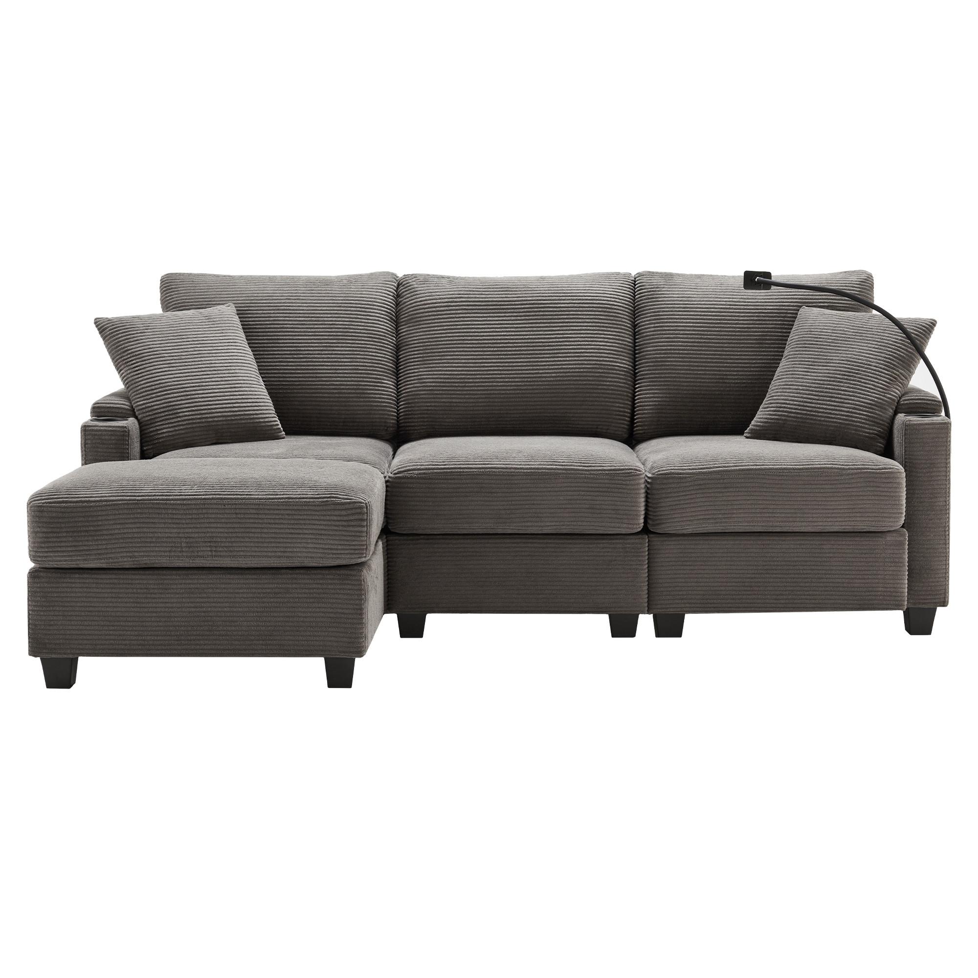 SOFA Modernes 3-Sitzer mit Stoffbezug, Grau – Komfortabel, stilvoll, langlebig, 220 x 90 x 85 cm - Grau, Holzwerkstoff/Textil (213/139cm) - Urban Meuble