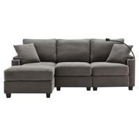 SOFA Modernes 3-Sitzer mit Stoffbezug, Grau – Komfortabel, stilvoll, langlebig, 220 x 90 x 85 cm - Grau, Holzwerkstoff/Textil (213/139cm) - Urban Meuble