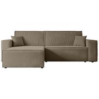 ECKSOFA mit Schlaffunktion und Bettkasten CELTIC-XL - 277x143x83 cm Braun Velours - Schwarz/Braun, Holzwerkstoff/Kunststoff (277/143cm) - ALTDECOR
