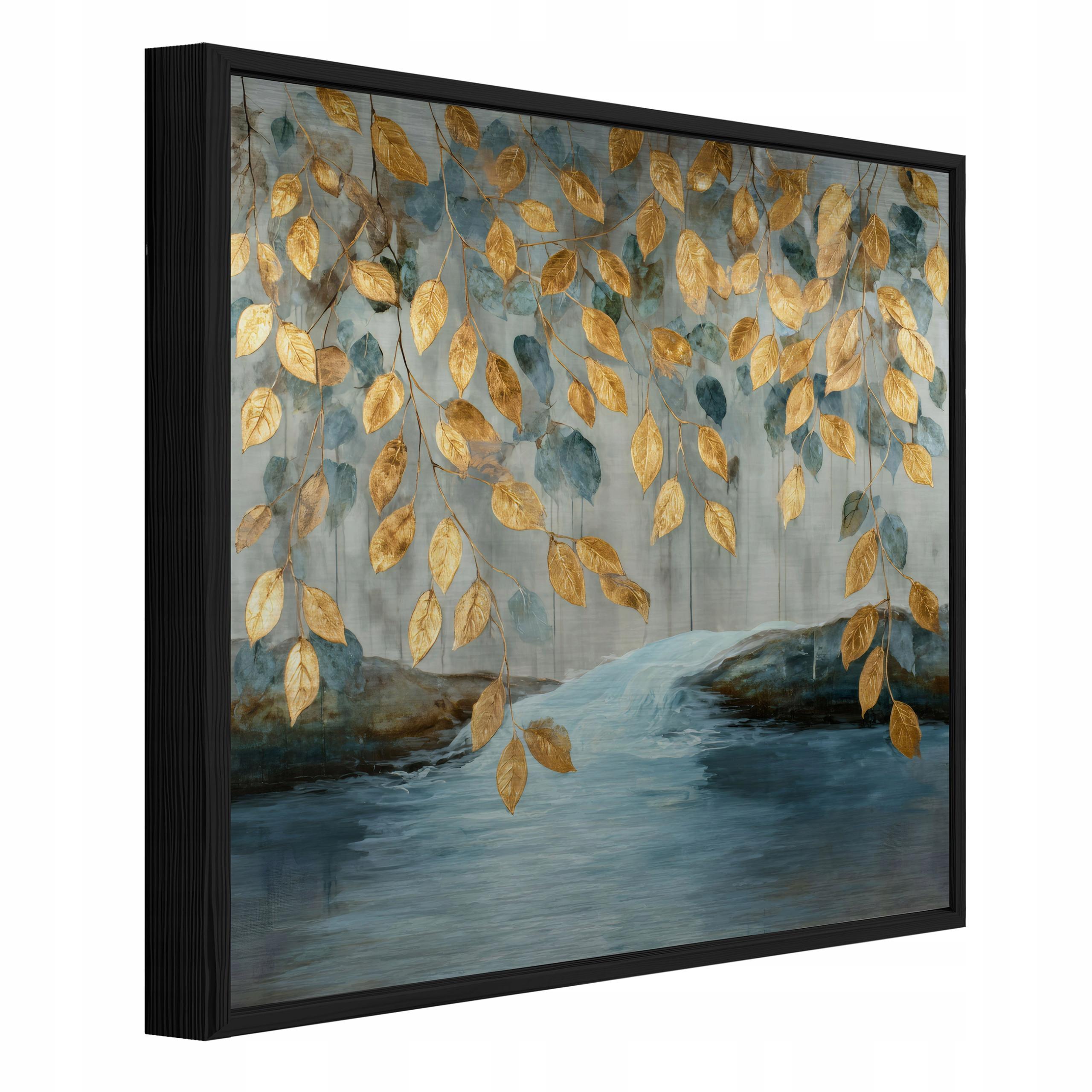 BILDER mit Rahmen Blätter Hängend Golden 50x50 cm - Multicolor, Metall (50/50cm) - Wallarena