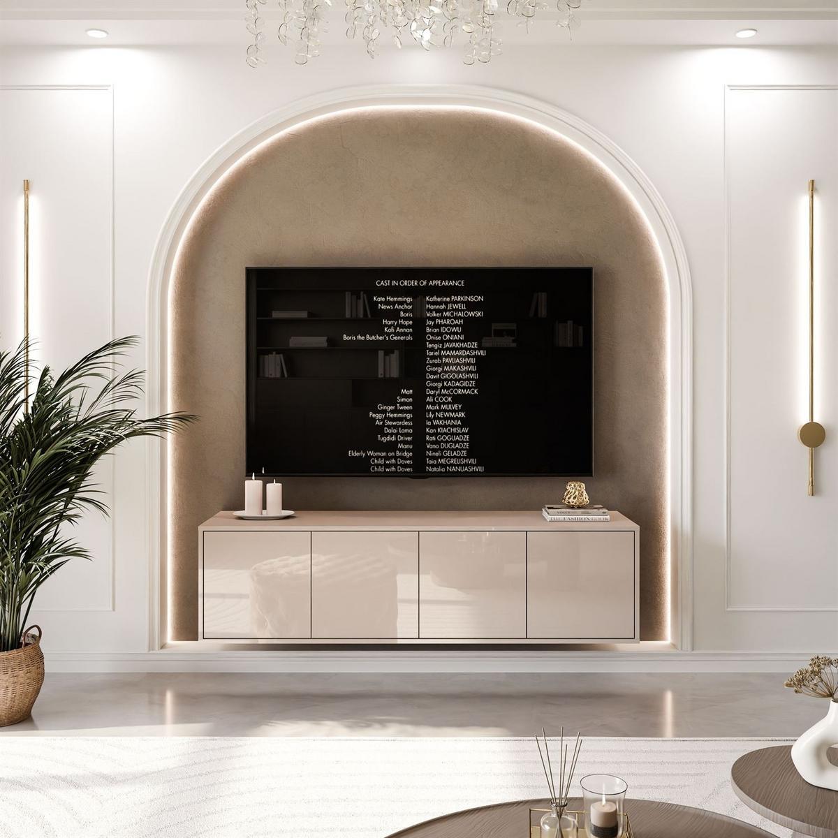 TV-SCHRANK SANAYI Kaschmir Hochglanz – hängend - Kaschmir, Holzwerkstoff (156/42/38cm) - Lookway