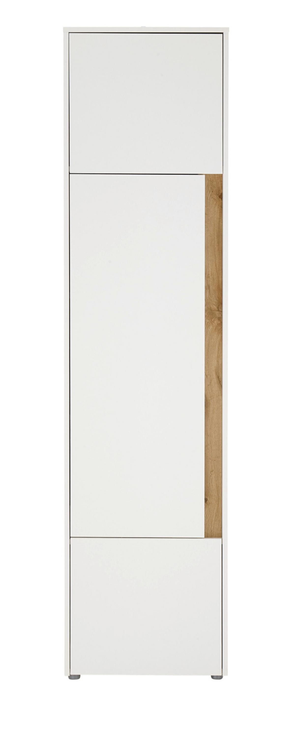 AKTENSCHRANK Weiß matt, Eiche Wotan 50 x 200 cm, Büroschrank mit viel Stauraum und 5 OH - Eichefarben/Eiche Wotan, Holzwerkstoff/Kunststoff (50/200/40cm) - Furn.Design