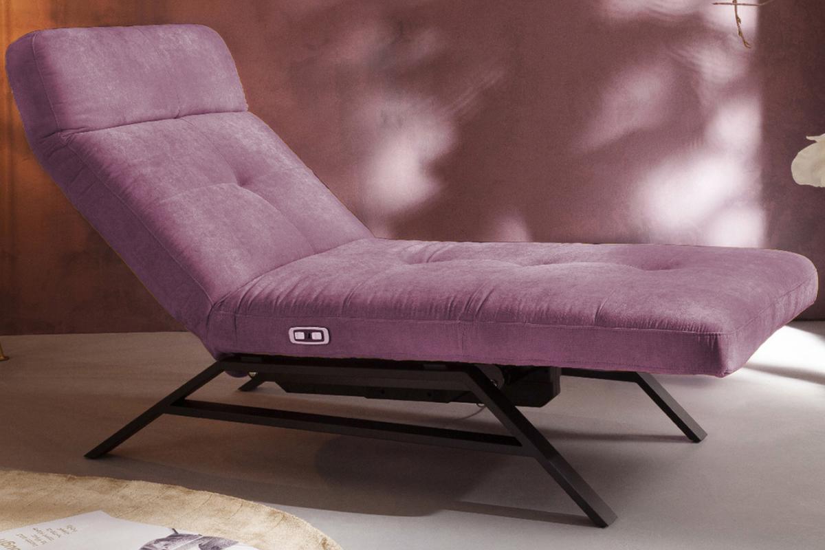 LIEGE MIT MOTORISCHER RELAXFUNKTION AMERIVA Violett Velvet Relaxfunktion - Violett/Schwarz, Textil (80/110/158cm) - KAWOLA