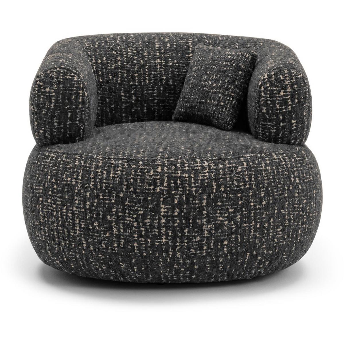 SESSEL Laila, Drehsessel mit runder Form, Schwarz, Geflecht-Stoff - Schwarz, Textil (95/75/97cm) - Beautysofa