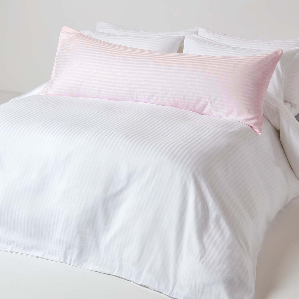 SEITENSCHLÄFERKISSENBEZUG Damast-Streifen, 48/136 cm - Rosa, Textil (50/140cm) - Homescapes