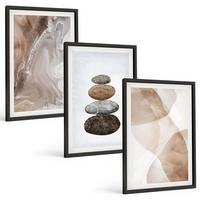 BILDER SET 3er Set - 40x60 cm Schwarzer Rahmen - Abstrakte Pastellformen - Schwarz, Kunststoff (40/60cm) - TULUP