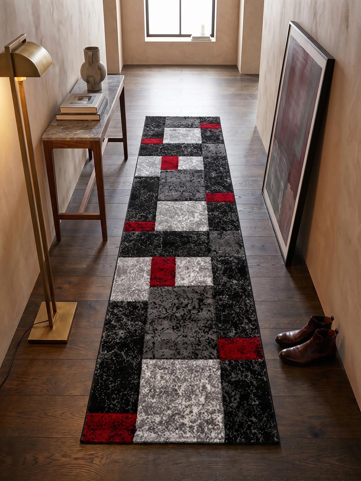 KURZFLORTEPPICH LATEMAR, kariert, Rot, 80 x 300 cm - Rot, Textil (80/300cm) - KADIMA DESIGN