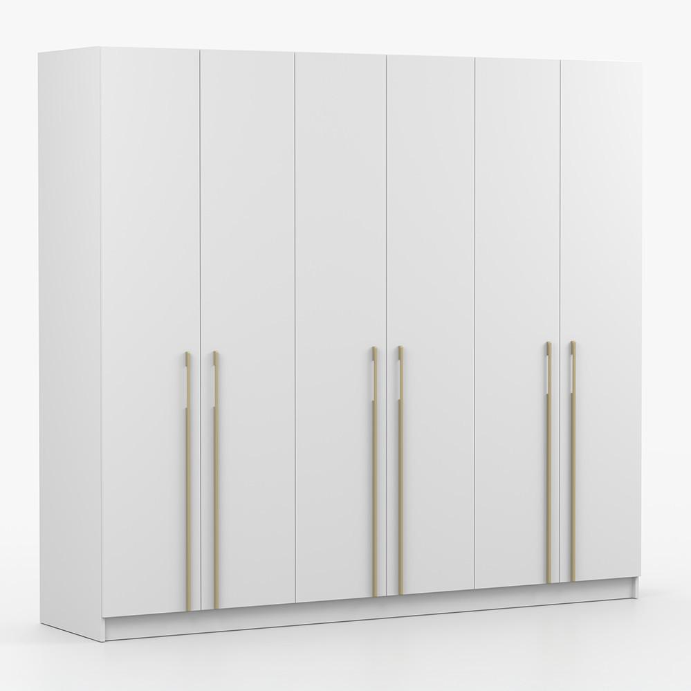 DREHTÜRENSCHRANK ROSA 6D 230/210/55 cm 6-türig Weiß - Goldfarben/Weiß, Holz/Holzwerkstoff (230/210/55cm) - imoebel24