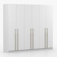 DREHTÜRENSCHRANK ROSA 6D 230/210/55 cm 6-türig Weiß - Goldfarben/Weiß, Holz/Holzwerkstoff (230/210/55cm) - imoebel24