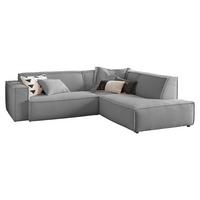 ECKSOFA SAMU Grau Cord - Schwarz/Grau, Textil (254/224cm) - KAWOLA