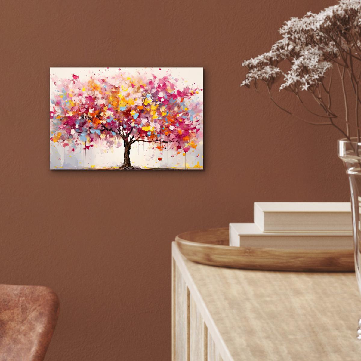 METALLBILD Aquarell - Baum - Kunst - Abstrakt 30x20 cm - Multicolor, Metall (30/20cm) - MuchoWow