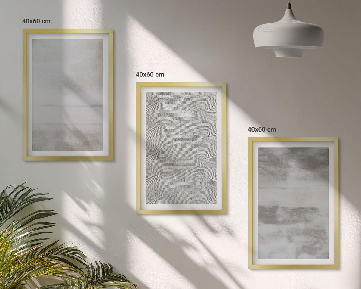 BILDER SET 3er Set - 40x60 cm Goldrahmen - Moderne minimalistische Texturen - Goldfarben, Kunststoff (40/60cm) - TULUP