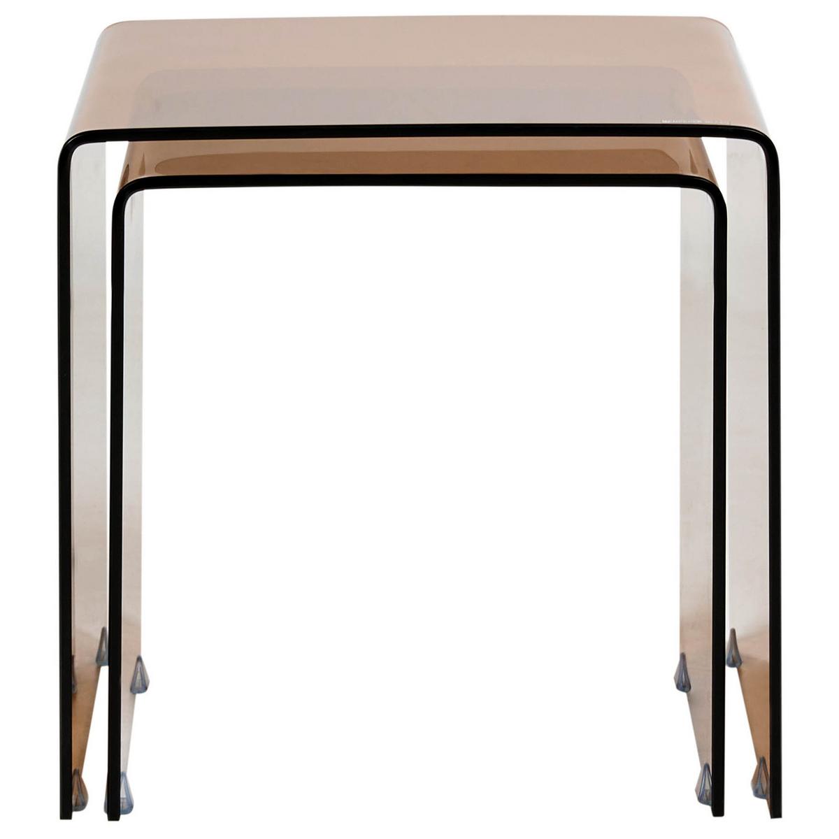 BEISTELLTISCH Braun Kendall - Braun, Glas (42/42/39cm) - Beliani