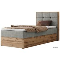 BOXBETT ALBERO 1 90/200 - Hellgrau Stukture - Topper T25 - H3 - Rechts - Silberfarben/Hellgrau, Kunststoff/Textil (90/200cm) - MKS
