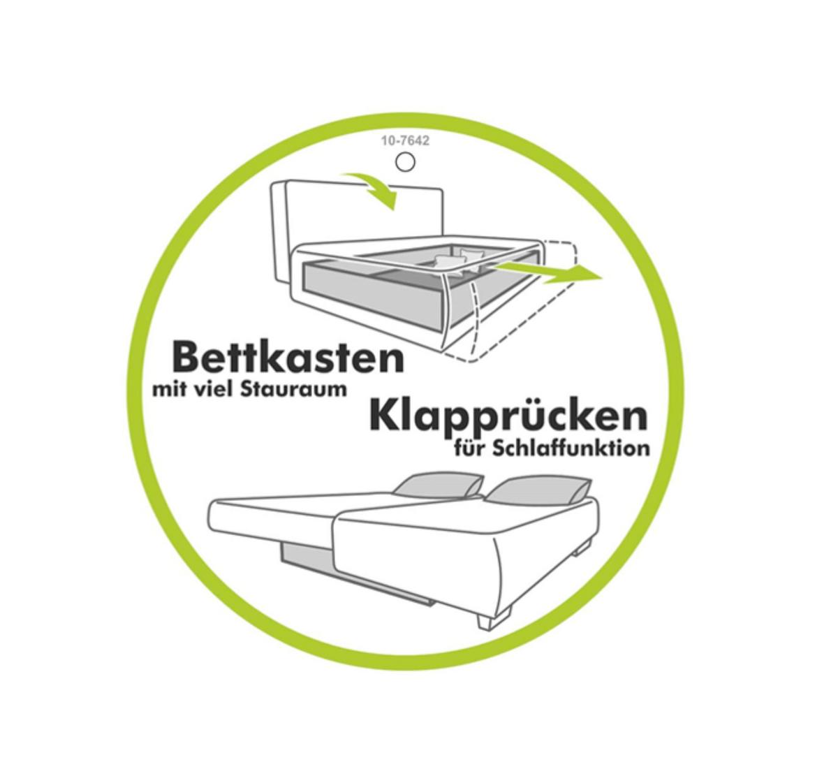 SCHLAFSOFA Verwandlung: Big-Sofa/Eckcouch, 2 Bettkästen, B243/T115-161/H84 cm, Liegefläche 145x197 cm, Waffelcord Grau / 15241 - Schwarz/Grau, Kunststoff/Textil (243/84/115cm) - luma-home