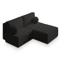 ECKSOFA VARNA P Schwarz Kordstoff mit Schlaffunktion - Schwarz/Grau, Holz/Kunststoff (196/158cm) - MASSENO