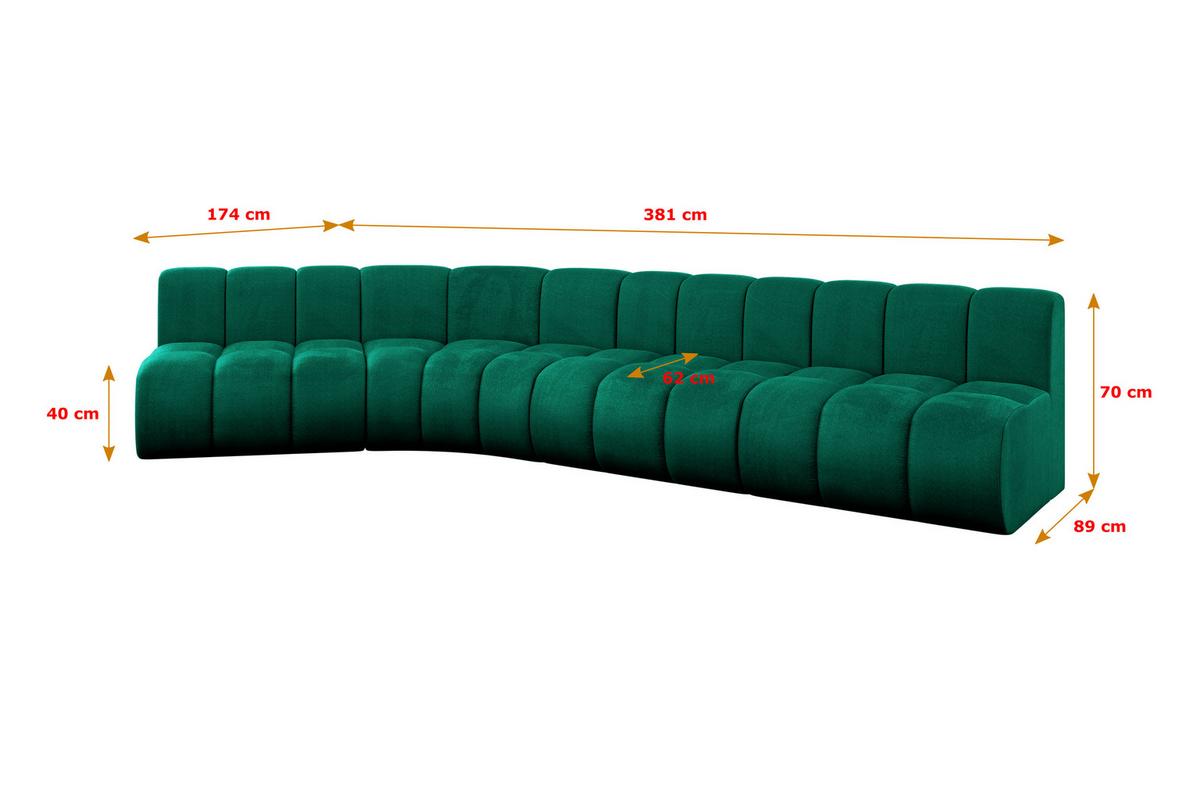 ECKSOFA modulares Sofa Montra-L2 - 381x174x70 cm Grün - Dunkelgrün, Holzwerkstoff/Textil (381/174cm) - ALTDECOR