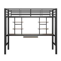 HOCHBETT metall schwarz 90x200cm mit schreibtisch regalen - Schwarz, Metall (90/200cm) - Urban Meuble