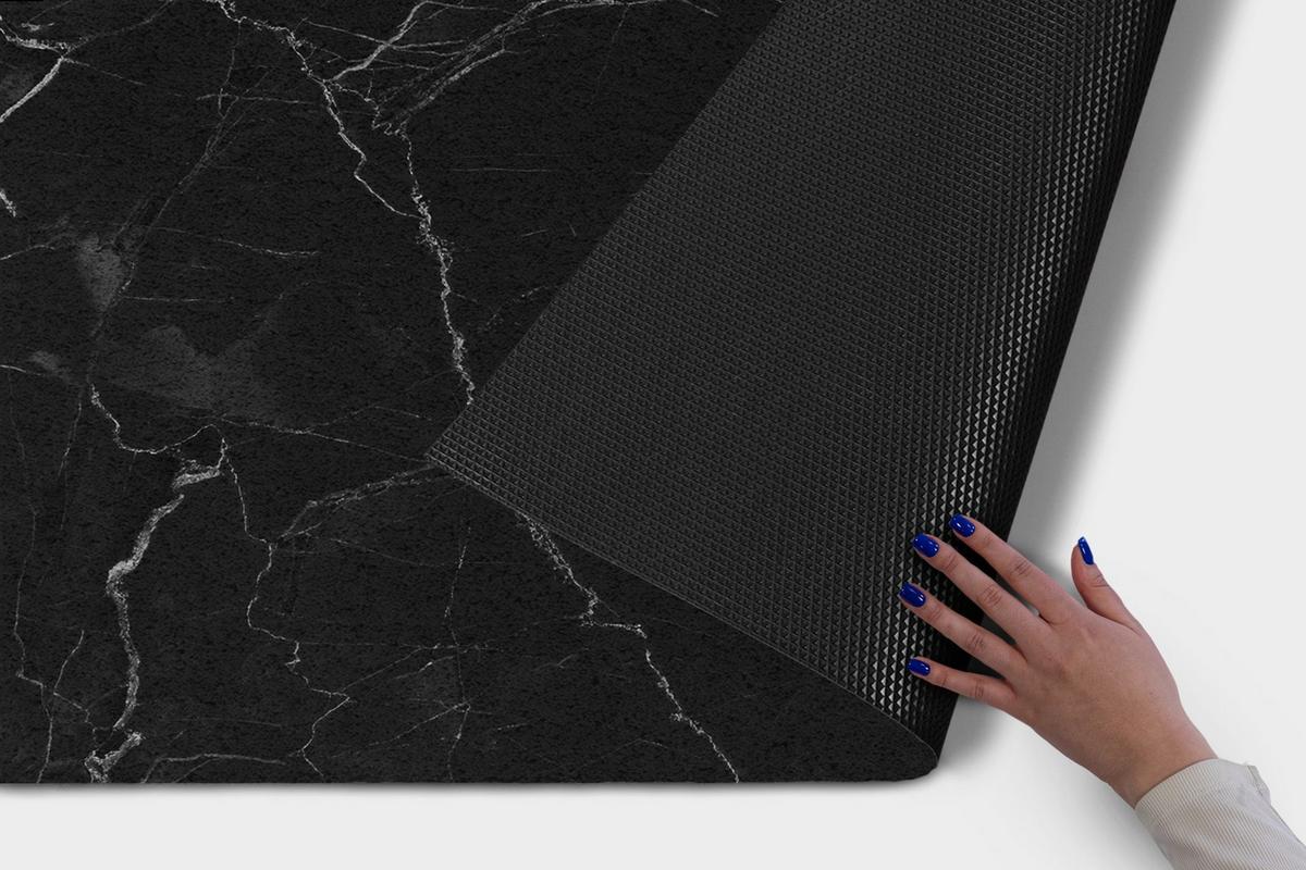 FUSSMATTE 150 x 100 cm Dunkler Marmor - Schwarz, Textil (150/100cm) - TULUP