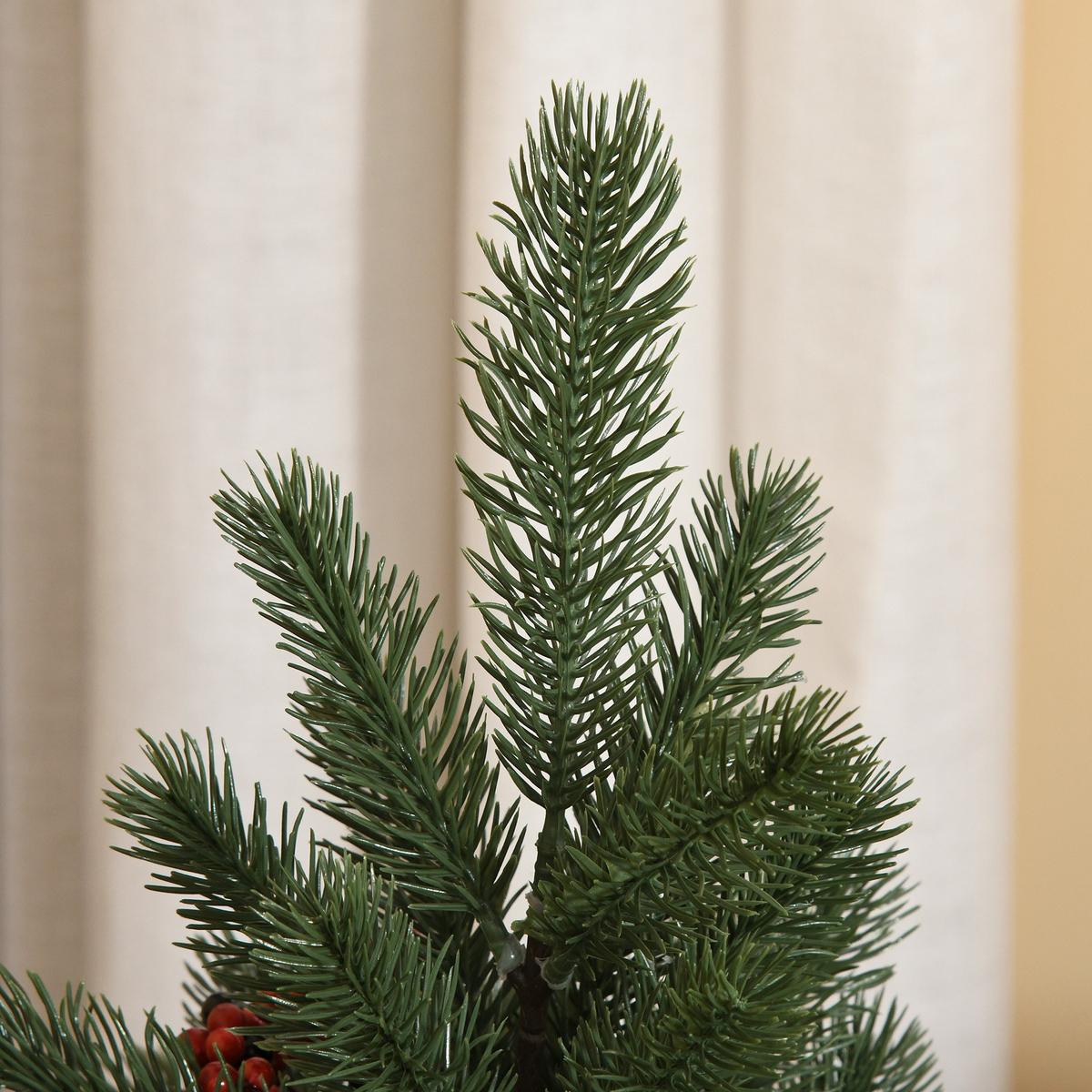 WEIHNACHTSBAUM 50 cm Christbaum 55 Zweige mit Beeren PE Zement Grün - Grün, Kunststoff (50cm) - HOMCOM