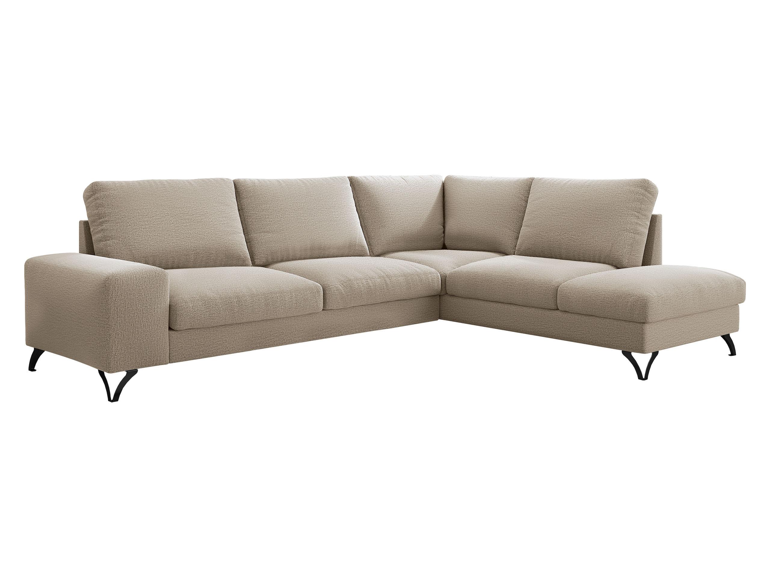 ECKSOFA Flavio Bis, Seite: Rechts - L4+L2F+R3F - Beige/Schwarz, Holz/Textil (285/214cm) - MIRJAN24