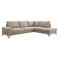 ECKSOFA Flavio Bis, Seite: Rechts - L4+L2F+R3F - Beige/Schwarz, Holz/Textil (285/214cm) - MIRJAN24