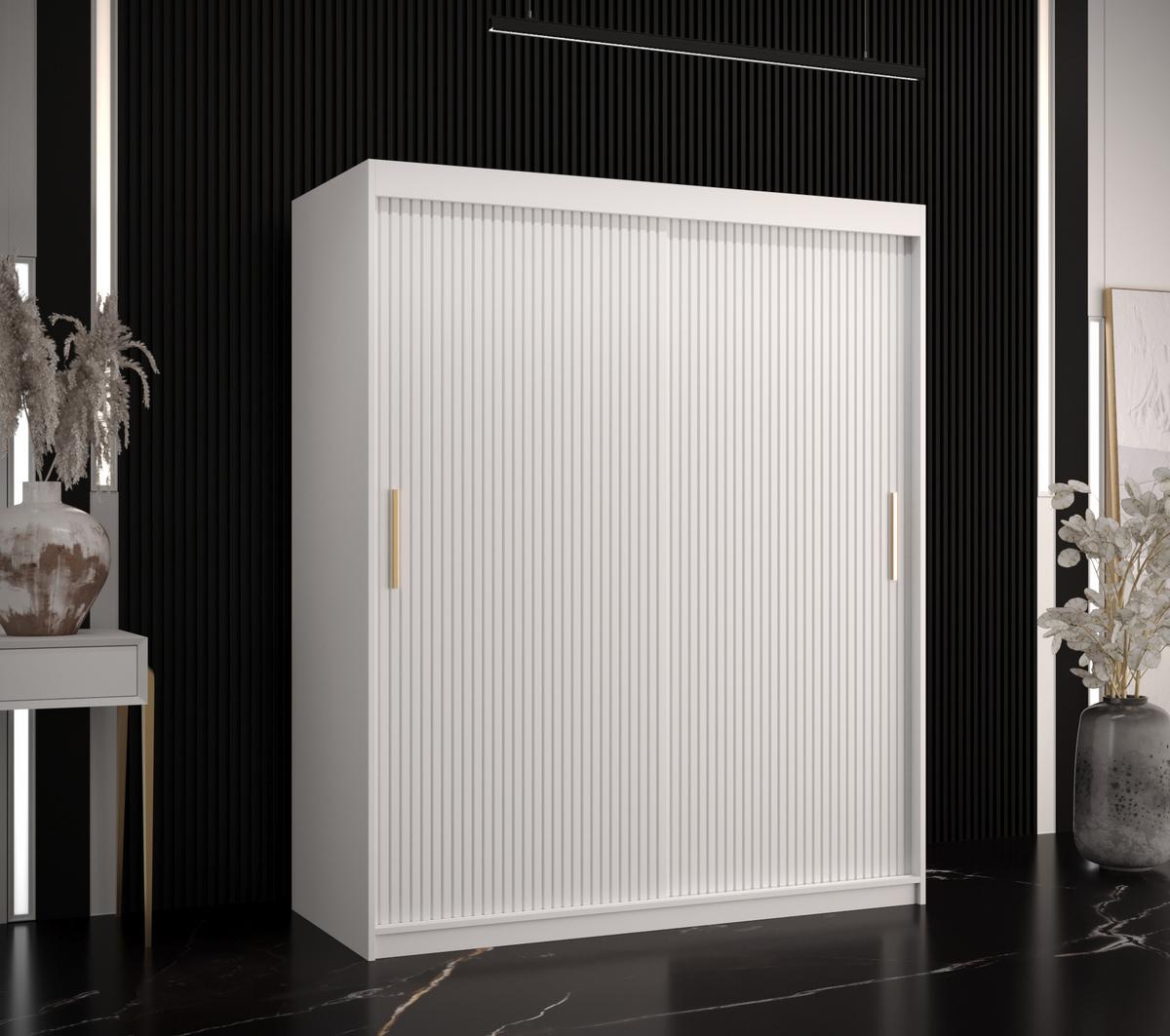 SCHWEBETÜRENSCHRANK 200/150/62 2-türig - Goldfarben/Weiß, Holz/Kunststoff (150/200/62cm) - MÖBEL KRYSPOL