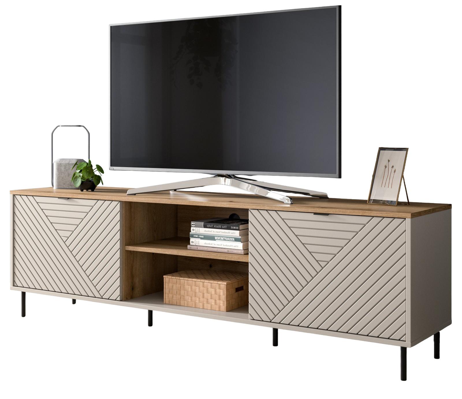 TV-LOWBOARD Kaschmir, Evoke Eiche 184 x 55 cm, TV Unterteil in modernem Design - Kaschmir/Eichefarben, Holzwerkstoff/Metall (184/55/40cm) - Inn.Furn
