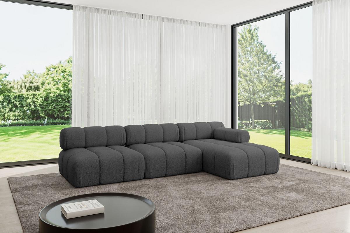 ECKSOFA modulares Sofa Razon-L2 - 285x160x70 cm Grau Bouclé - Grau, Holzwerkstoff/Textil (285/160cm) - ALTDECOR