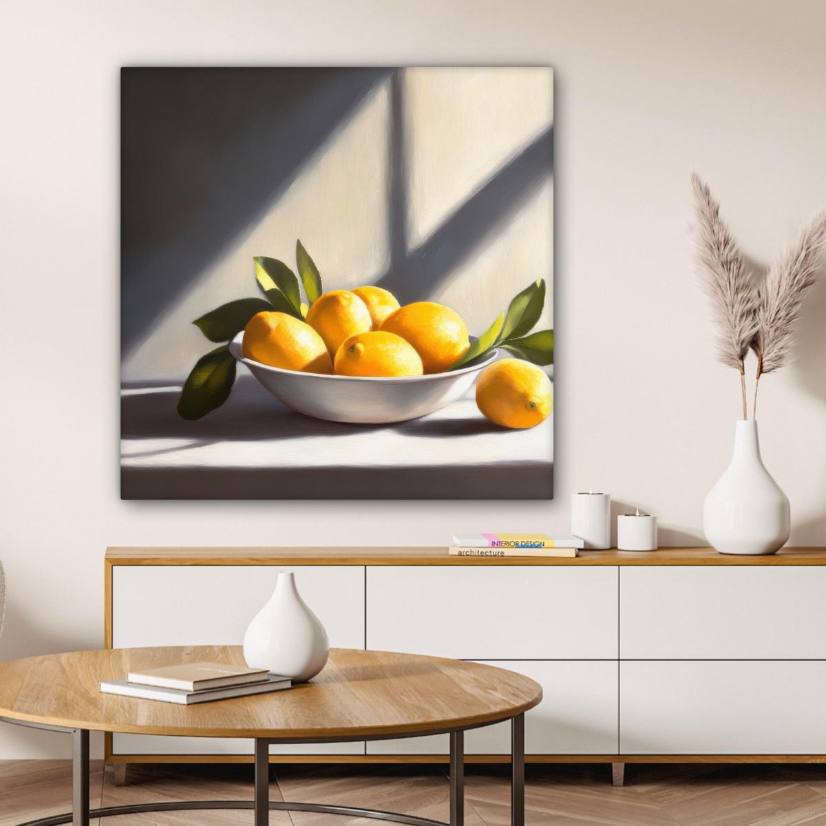 LEINWANDBILD Zitronen - Stilleben - Gelb Deko Groß 90x90 cm - Gelb, Textil (90/90cm) - MuchoWow