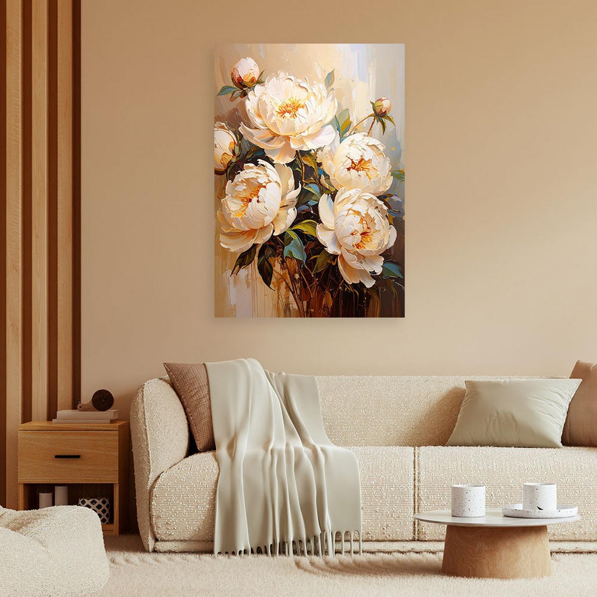LEINWANDBILD Blumen 70x100cm - Beige, Textil (70/100cm) - Feeby