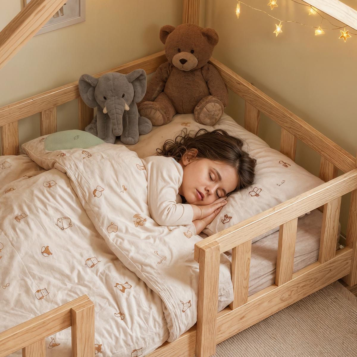 HAUSBETT Treviolo - Naturfarben, Holz (70/140cm) - [en.casa]