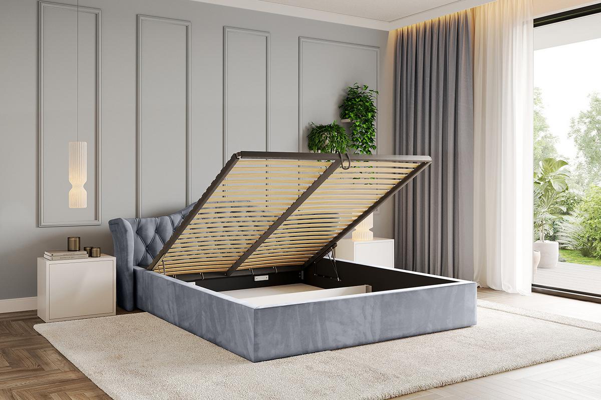 POLSTERBETT mit Bettkasten und Lattenrost, Bett mit Matratze H3/H4 - ZORAN-V1 120x200 Grau - Grau, Holzwerkstoff/Textil (120/200cm) - ALTDECOR