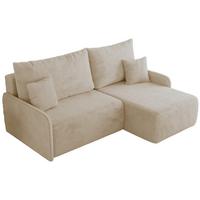 ECKSCHLAFSOFA ARPA L Creme Plüsch - rechts - Creme/Schwarz, Kunststoff/Textil (150/198cm) - MKS