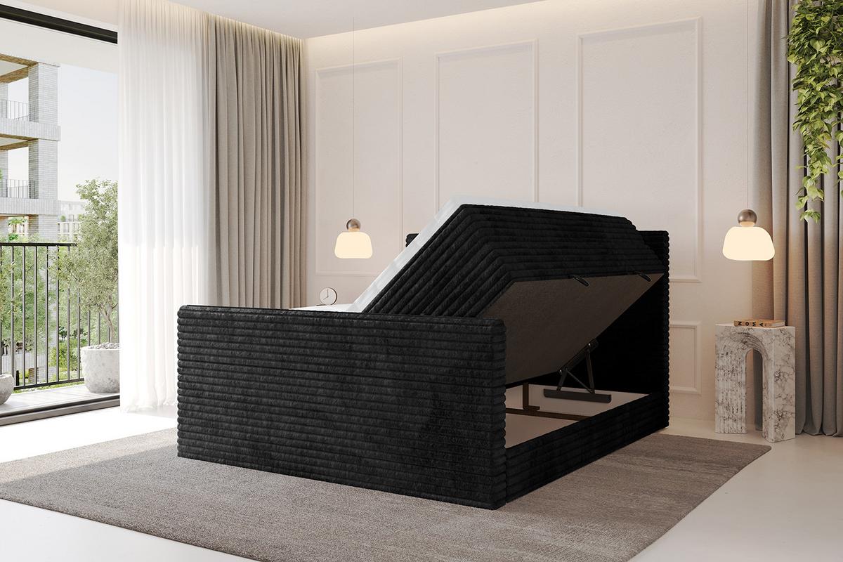 BOXSPRINGBETT mit Matratze H3|H4 und Lattenrost - TOLO-Z KING-v1 120x200 Cord - Schwarz - Schwarz, Holzwerkstoff (120/200cm)