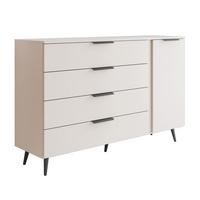 KOMMODE LINA KASCHMIR 1D4S auf hohen Beinen Schwarz - Kaschmir, Holzwerkstoff (138/90/40cm) - Lookway