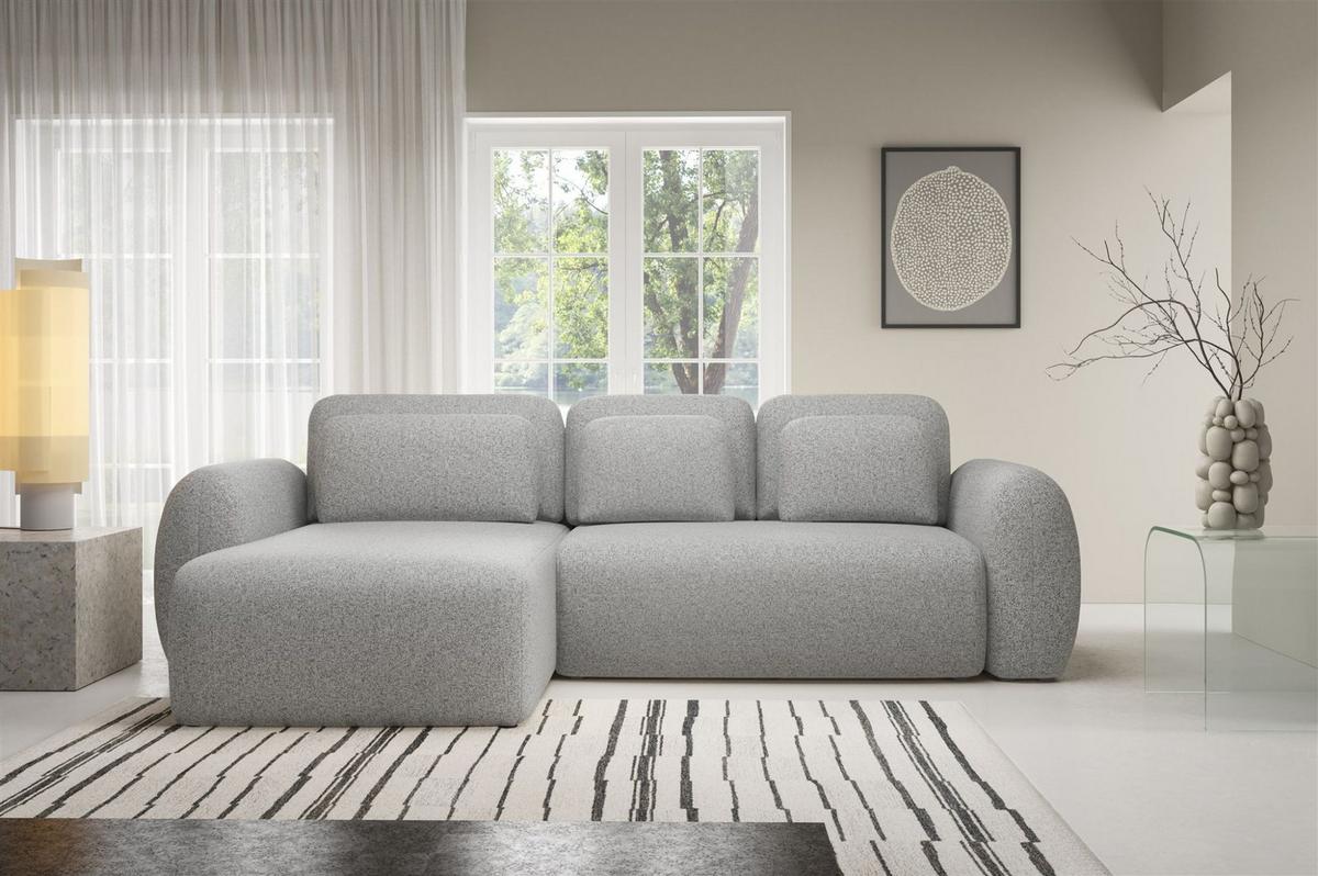 ECKSOFA Gaston Mit Schlaffunktion - Hellgrau, Holzwerkstoff/Textil (304/190cm) - Fun Möbel