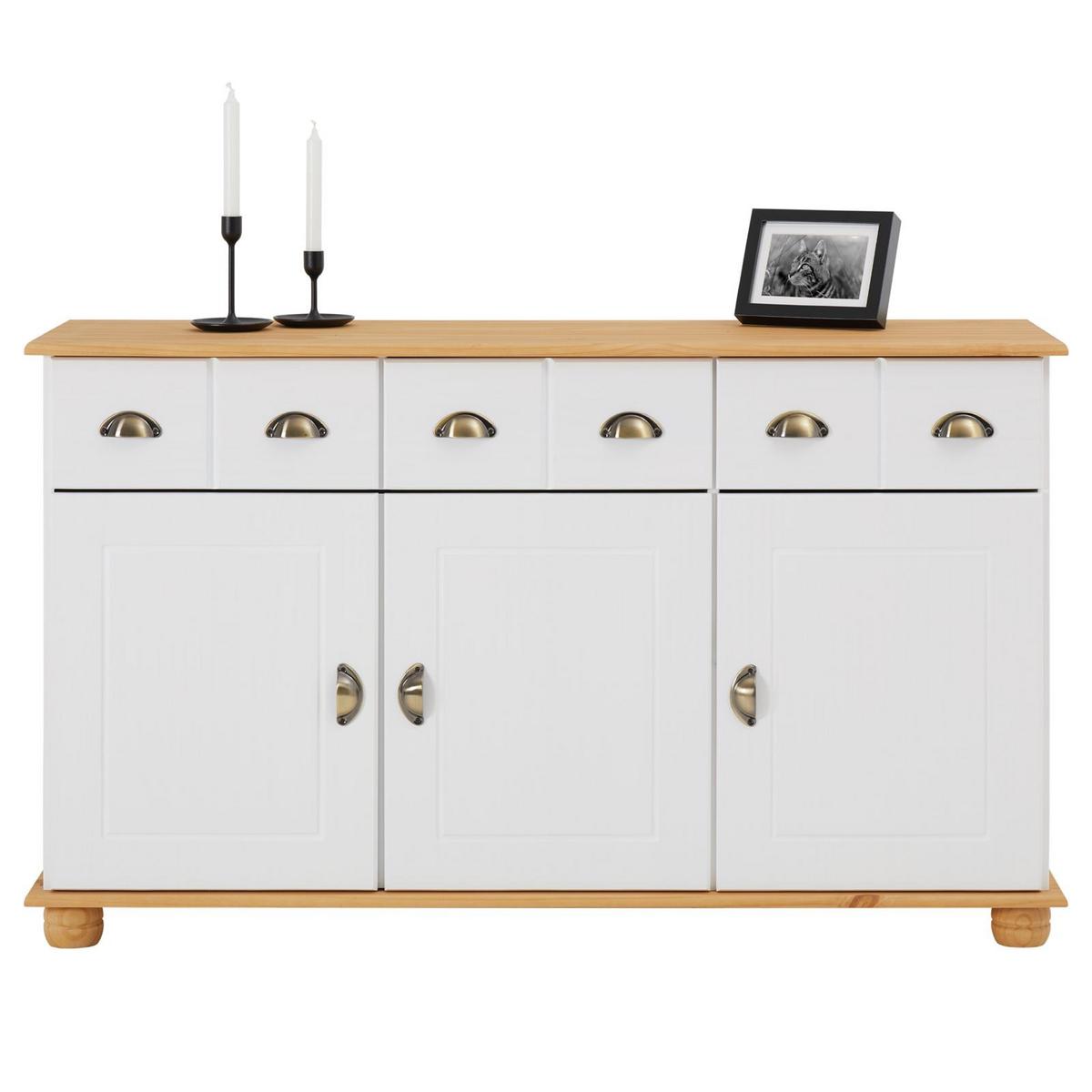 APOTHEKERKOMMODE COLMAR weiß/braun - Weiß/Braun, Holz (134/80/39cm) - IDIMEX