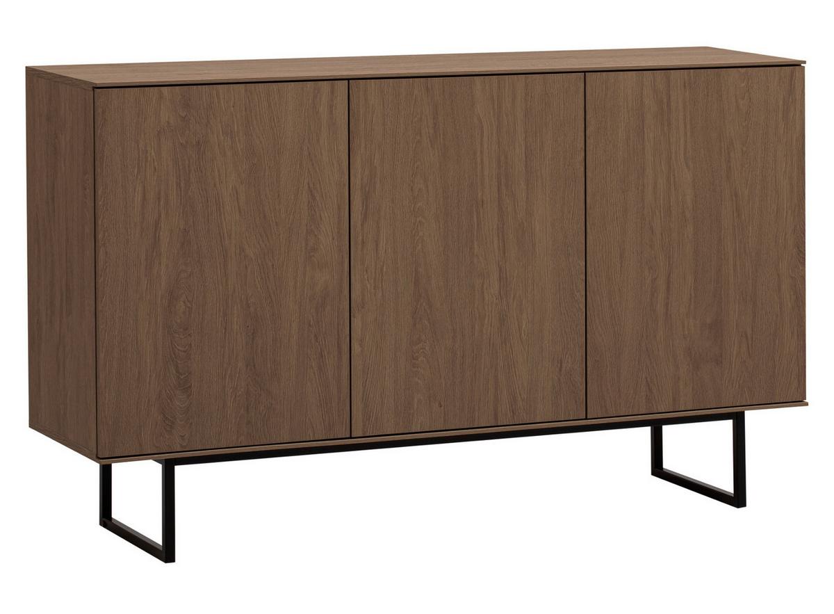 SIDEBOARD in Nussbaum 150 x 90 cm, Kommode mit Push-to-Open - Nussbaumfarben/Schwarz, Holzwerkstoff/Metall (150/90/40cm) - Furn.Design