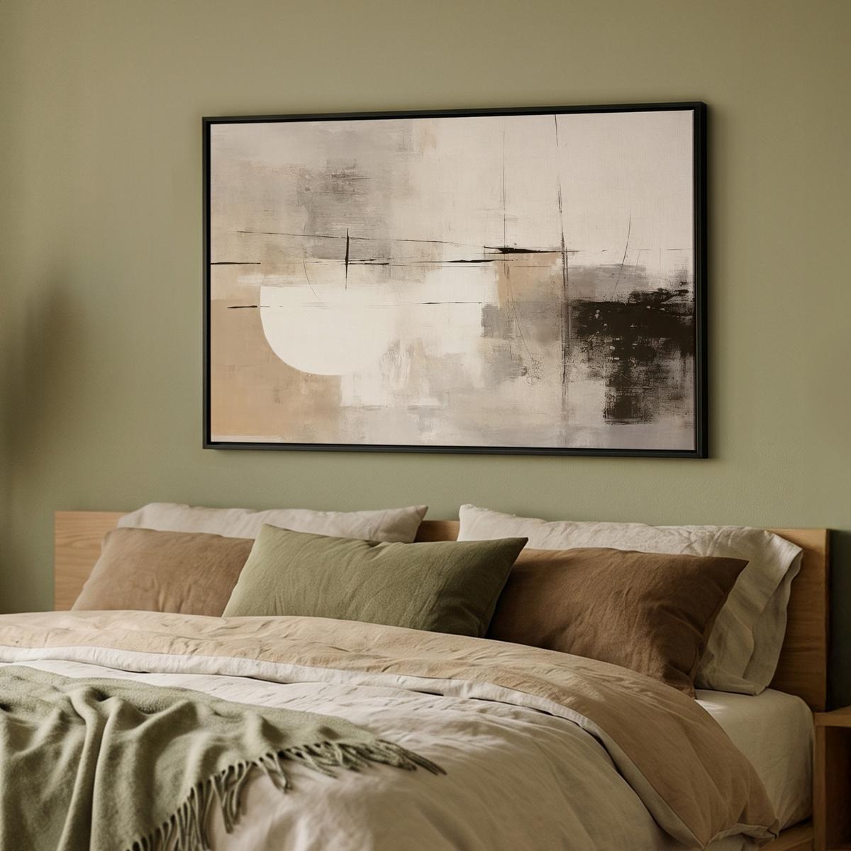 LEINWAND Bilder mit Rahmen - Abstrakt - Kunst - Grau - 90x60 - Hellgrau, Textil (90/60cm) - MuchoWow