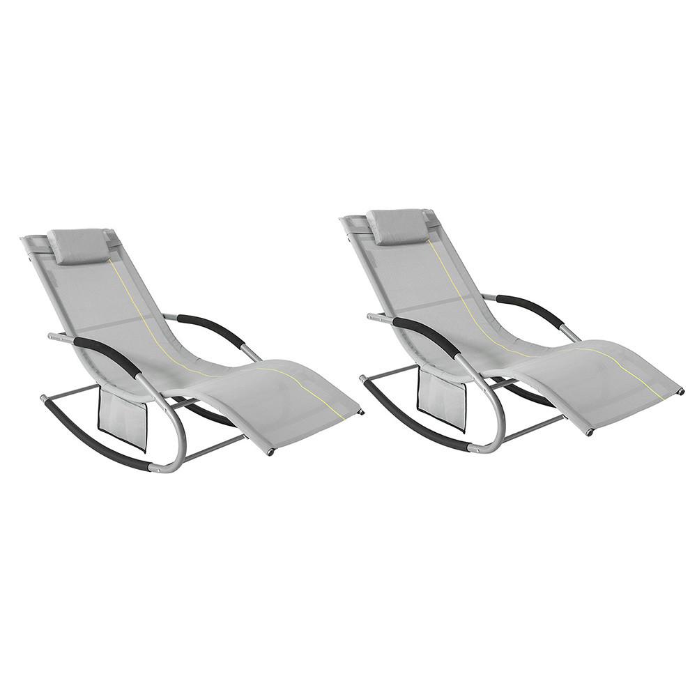 SONNENLIEGE 2 Personen, Gartenliege bis 150kg, Hellgrau - Hellgrau, Metall (63/87/150cm) - SoBuy