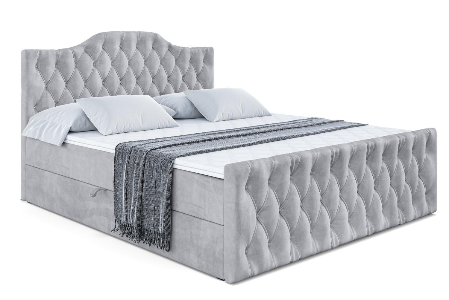 BOXBETT VILA-1-Z - 160x200 cm - H4 - Hellgrau - Hellgrau, Holzwerkstoff (160/200cm) - ALTDECOR